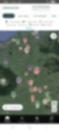 Real mobile workload map screenshot showing overdue apiary work