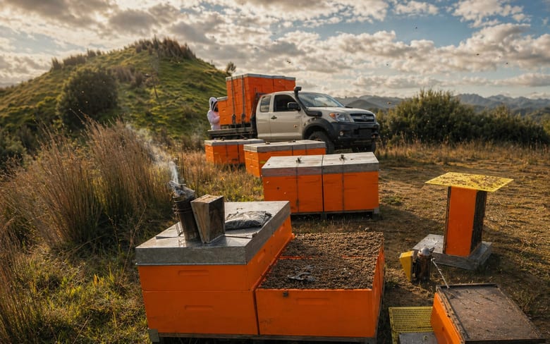 Field systems integration on hillside apiary